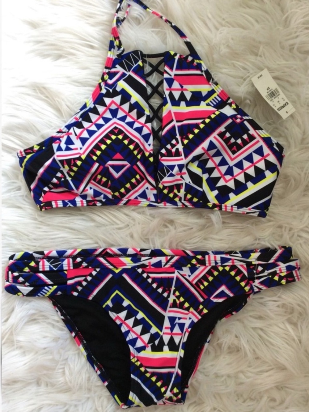 NWT Express High Neck Caged Print Bikini